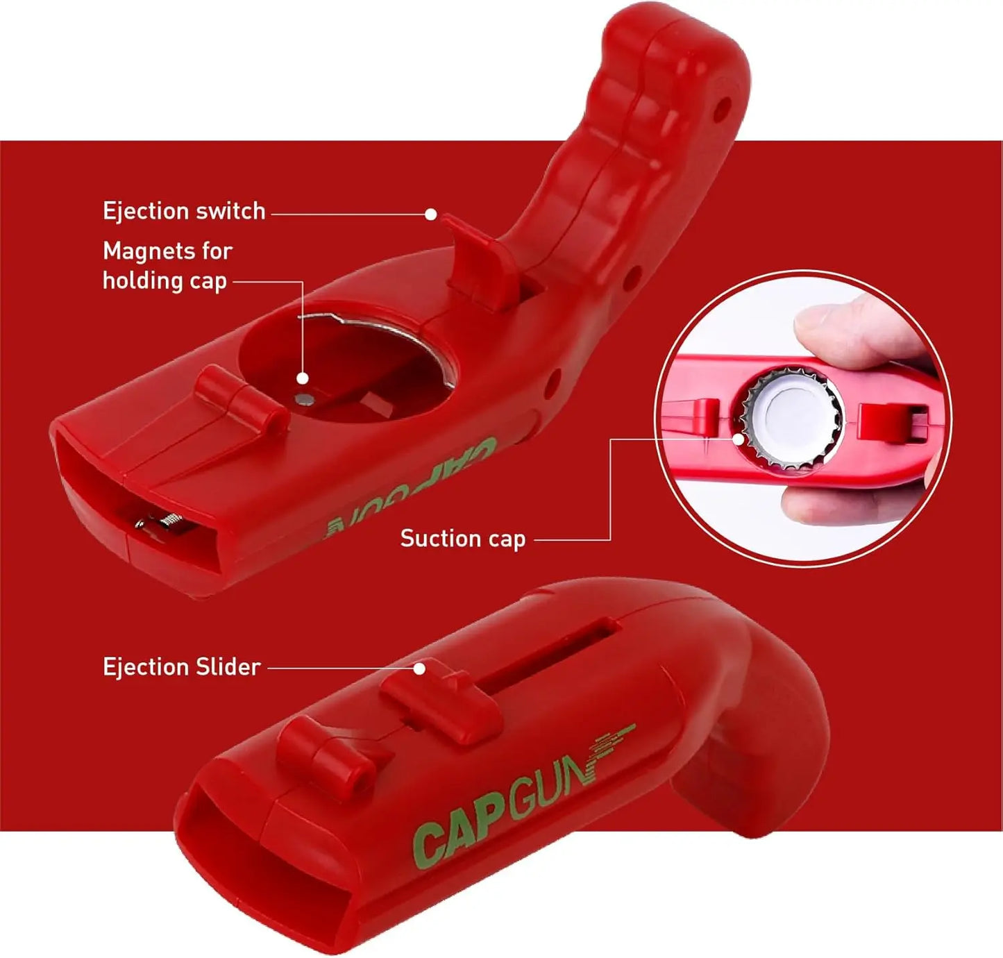 Interactive Spring-Loaded Cap Launcher Opener